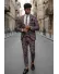 Costum barbati slim fit grena in carouri B7916 10-4